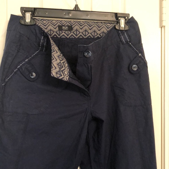 F&F Ladies size 10 Navy blue Cargo capri pants with white stitching. - Picture 6 of 6